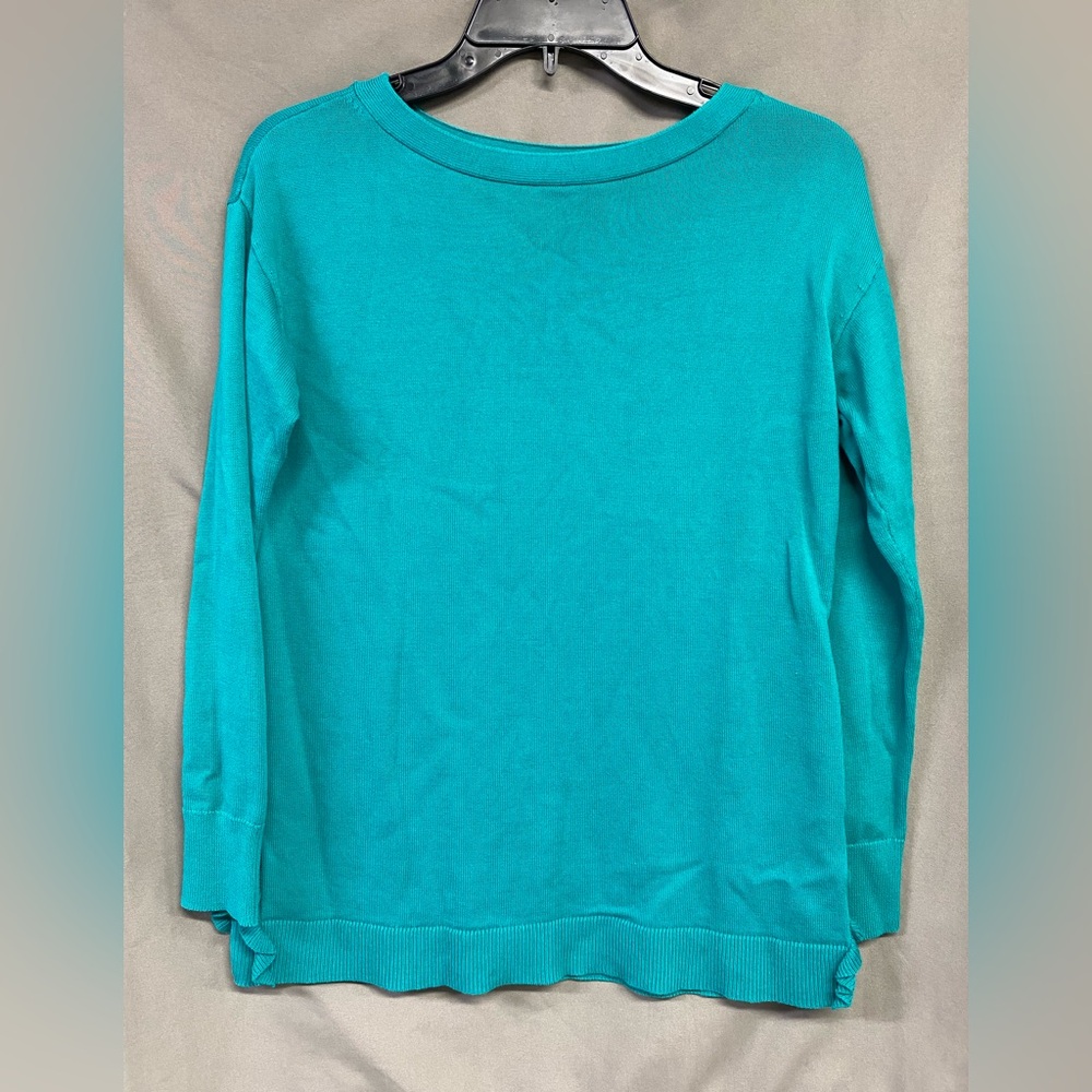 Talbots Women's Scoopneck Sweater Green/Blue Long Sleeve Size XS
